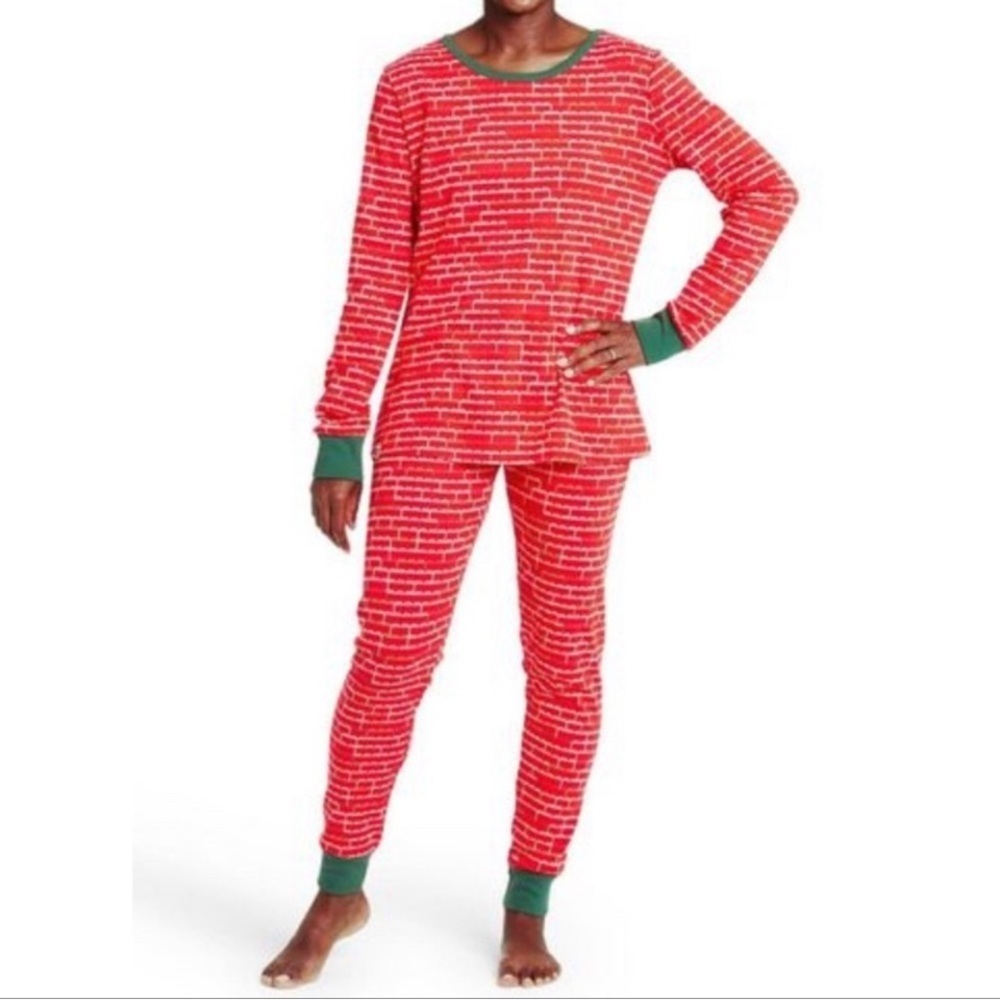 LEGO TARGET Red Stacked Brick Pattern Pajama Set Adult Size Medium - Picture 3 of 11